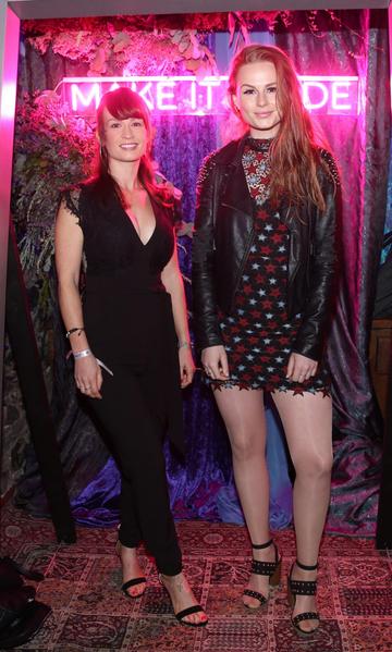 Alanna Brown and  Roseanna Brown pictured at the exclusive global launch of Wilde Irish Gin at The Cellar Bar last night. Photograph: Leon Farrell / Photocall Ireland