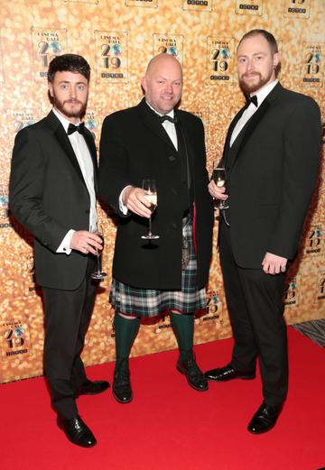 Darragh Fitzgerald,Duncan McKenzie and Sean Corcoran  pictured at the Irish Cinema Ball 2019 in aid of the Irish Cinematograph Trade Benevolent Fund (ICTBF ) at The Shelbourne Hotel, Dublin This year's theme was the iconic 'Studio 54'.
Pic: Brian McEvoy.