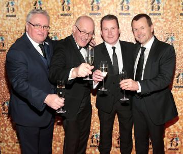 Mick McKenna, David Good , Pat Boylan and Neil Marshall pictured at the Irish Cinema Ball 2019 in aid of the Irish Cinematograph Trade Benevolent Fund (ICTBF ) at The Shelbourne Hotel, Dublin This year's theme was the iconic 'Studio 54'.
Pic: Brian McEvoy.