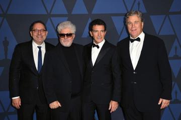 (L-R) Michael Barker, Pedro Almodovar, Antonio Banderas, and Tom Barnard attend the Academy Of Motion Picture Arts And Sciences' 11th Annual Governors Awards at The Ray Dolby Ballroom at Hollywood & Highland Center on October 27, 2019 in Hollywood, California. (Photo by Kevin Winter/Getty Images)