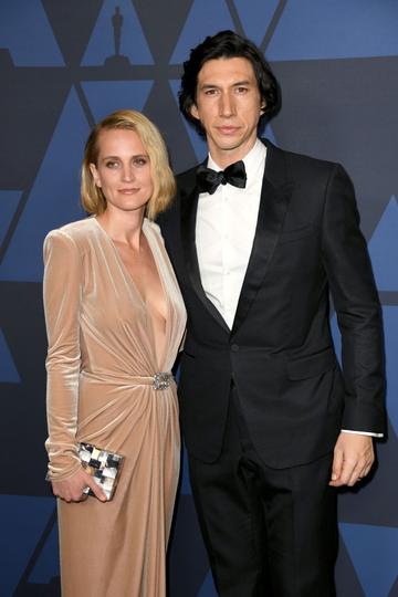 Joanne Tucker and Adam Driver attend the Academy Of Motion Picture Arts And Sciences' 11th Annual Governors Awards at The Ray Dolby Ballroom at Hollywood & Highland Center in Hollywood, California. (Photo by Kevin Winter/Getty Images)