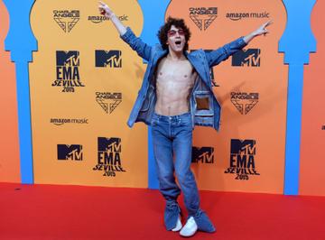 Chilean actor Jorge Lopez Astorga poses on the red carpet upon his arrival to the MTV Europe Music Awards at the FIBES Conference and Exhibition Centre of Seville on November 3, 2019. (Photo by CRISTINA QUICLER/AFP via Getty Images)