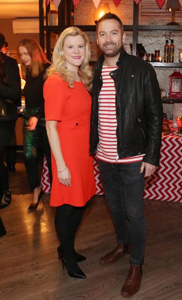 Keith Walsh and Naula Carey pictured at the Aldi Amazing Christmas Showcase 2019. Photograph: Leon Farrell / Photocall Ireland