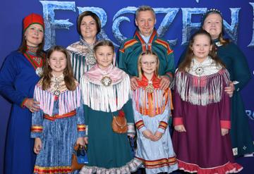 Musical artist and president of the Sami Parliament of Finland Per Olof Nutti and family arrive for Disney's World Premiere of "Frozen 2" at the Dolby theatre in Hollywood on November 7, 2019. (Photo by VALERIE MACON/AFP via Getty Images)