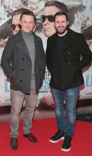 Robbie Walsh and Andy Kavanagh pictured at the special preview screening of Le Mans '66 at Cineworld, Dublin.
Photo: Brian McEvoy.