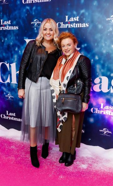 Sinead Galligan and Michelle McGrath pictured at the Universal Pictures Irish premiere screening of Last Christmas at the Light House Cinema, Dublin. 
Picture: Andres Poveda

