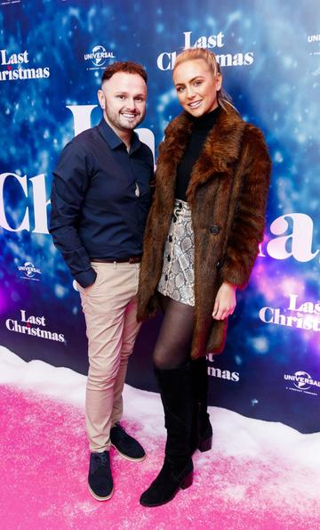 Michael Gibney and Shannon Howe pictured at the Universal Pictures Irish premiere screening of Last Christmas at the Light House Cinema, Dublin. 
Picture: Andres Poveda

