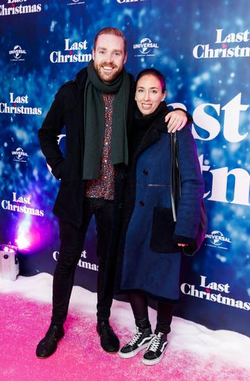 Sean Stevens and Sarah Toolan pictured at the Universal Pictures Irish premiere screening of Last Christmas at the Light House Cinema, Dublin. 
Picture: Andres Poveda
