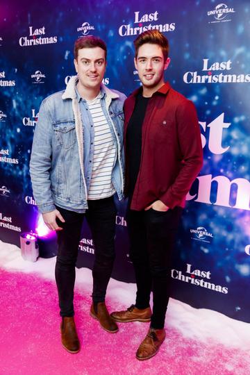 Alan Cawley and Peter Lynch pictured at the Universal Pictures Irish premiere screening of Last Christmas at the Light House Cinema, Dublin. 
Picture: Andres Poveda
