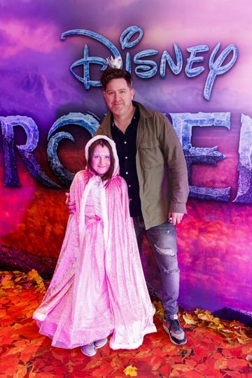 Maclean Burke and daughter Bow-Belle pictured at the special preview screening of Disney’s “Frozen 2” at the Light House Cinema, Dublin. 
Picture Andres Poveda
