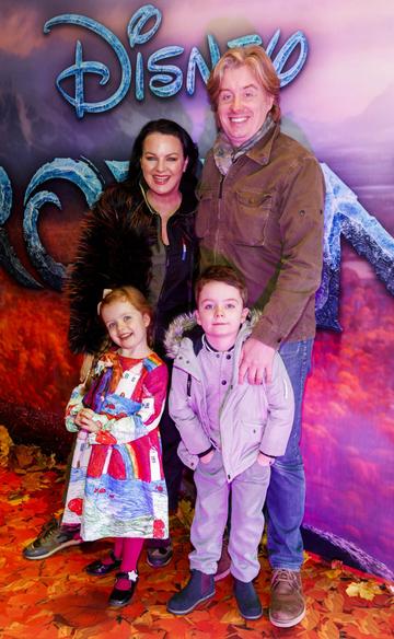 Triona McCarthy with husband William White and children Mini and Max pictured at the special preview screening of Disney’s “Frozen 2” at the Light House Cinema, Dublin. 
Picture Andres Poveda

