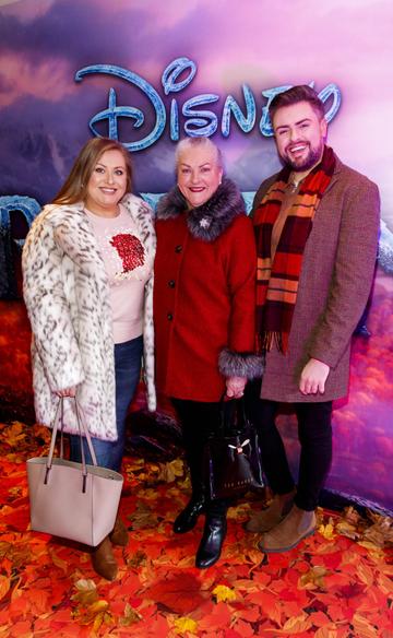 Vanessa and Fron Butler and James Patrice pictured at the special preview screening of Disney’s “Frozen 2” at the Light House Cinema, Dublin. 
Picture Andres Poveda
