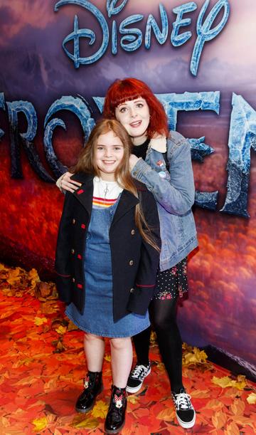 Lolsy Byrne with Ella Confrey (9) pictured at the special preview screening of Disney’s “Frozen 2” at the Light House Cinema, Dublin. 
Picture Andres Poveda
