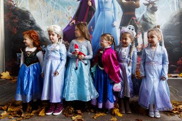 Little Elsa’s Alanah Foran (4), Keeelan Foley (5), Maddie Blake (6), Molly Younger (4), Mollie Smith (5), Lauren Rose McDonald (4), waiting patiently for the doors to open at the special preview screening of Disney’s “Frozen 2” at the Light House Cinema, Dublin. 
Picture Andres Poveda
