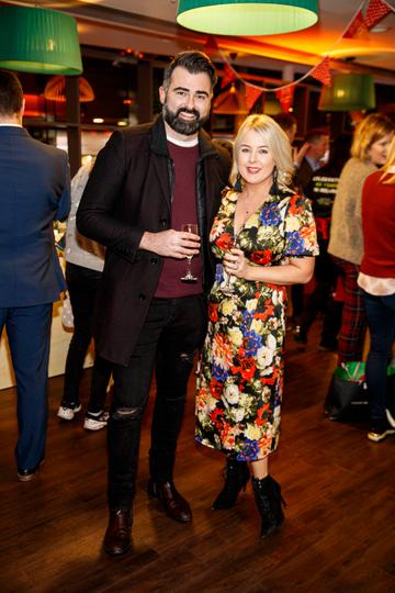 Eamonn Curry and Rebecca Brady pictured at the M&S Christmas Market inspired press show in the M&S Rooftop Café,  Grafton Street to celebrate the M&S Christmas food collection. Picture: Andres Poveda