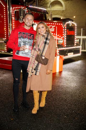 Ellie Kelly and Conor Ryan pictured at Coca-Cola’s Christmas Truck Tour launch which took place Monday 25th November at the RDS, Dublin. Photo: Andres Poveda