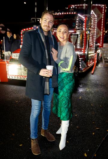 Jack Lowe and Audrey Hammilton pictured at Coca-Cola’s Christmas Truck Tour launch which took place Monday 25th November at the RDS, Dublin. Photo: Andres Poveda