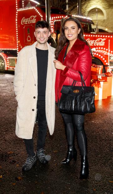 James Kavanagh and Holly Carpenter pictured at Coca-Cola’s Christmas Truck Tour launch which took place Monday 25th November at the RDS, Dublin. Photo: Andres Poveda