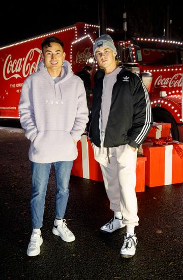 Ashley Farrel and Adam Fogarty pictured at Coca-Cola’s Christmas Truck Tour launch which took place Monday 25th November at the RDS, Dublin. Photo: Andres Poveda