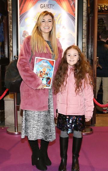 Pictured are (LtoR) Nikki Chaney and Madison Murray at the official opening of the Gaiety Theatre Christmas Panto, Aladdin. Aladdin opens at the Gaiety Theatre Sunday 24th November. Photo: Sasko Lazarov/Photocall Ireland
