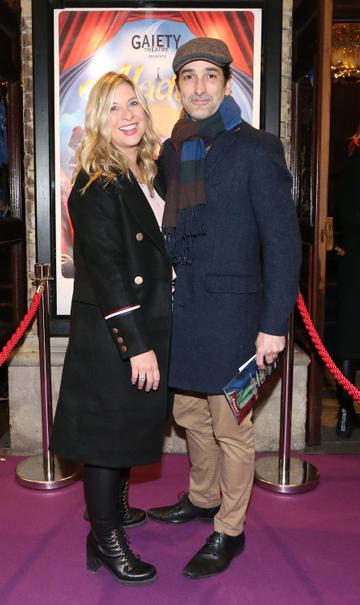 Pictured are (LtoR) Laura Woods and Alex Arigho at the official opening of the Gaiety Theatre Christmas Panto, Aladdin. Aladdin opens at the Gaiety Theatre Sunday 24th November. Photo: Sasko Lazarov/Photocall Ireland