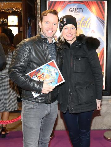 Pictured are (LtoR) Dermot Whelan and his wife Corina Early at the official opening of the Gaiety Theatre Christmas Panto, Aladdin. Aladdin opens at the Gaiety Theatre Sunday 24th November. Photo: Sasko Lazarov/Photocall Ireland