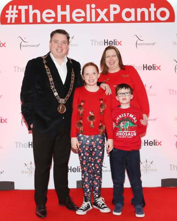 Pictured are (LtoR) Paul Mc Auliffe, Ciara McGaughey, Millie McAuliffe and Hugh McAuliffe at the opening night of The Three Musketeers at The Helix.

Photo: Sasko Lazarov/Photocall Ireland

