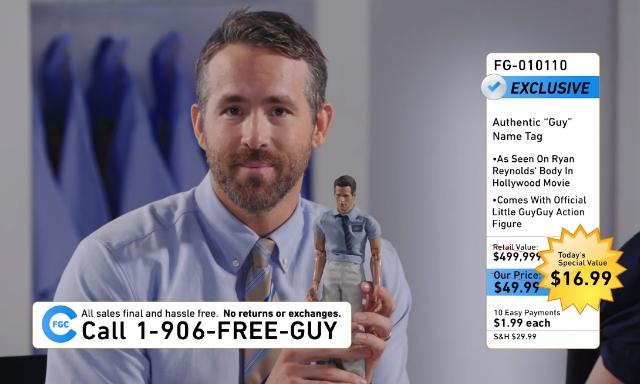 Ryan Reynolds is reduced to selling merch in the teaser-trailer for 'Free  Guy