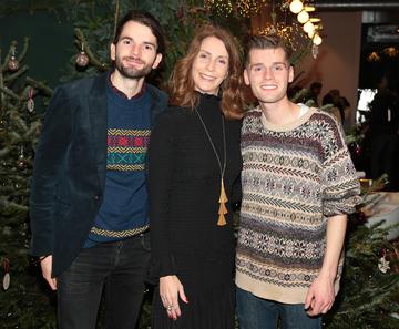 Elaine Carey with Harry and Alfie of Hudson Taylor at the opening of The Connected Restaurant, powered by Three  in Sir John Rogerson Quay Dublin
Pic Brian McEvoy