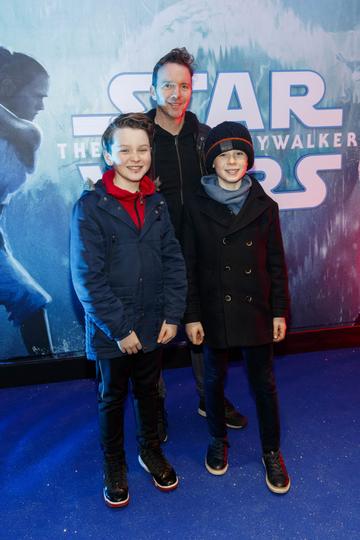 Dermot Whelan and sons Owen (13) and Mathew (12) pictured at the Irish premiere screening of Star Wars: The Rise of Skywalker at Cineworld, Dublin.
Picture: Andres Poveda
