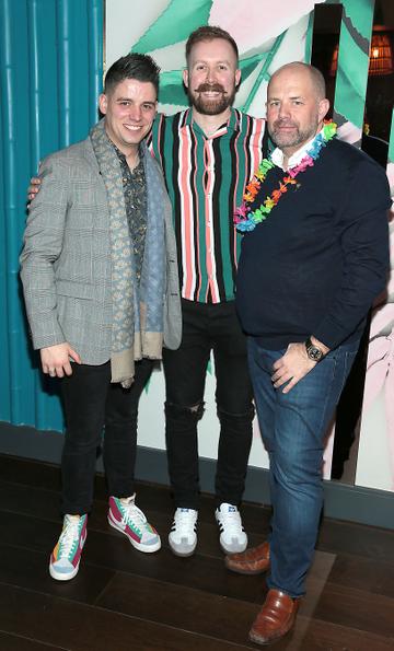Doug Leddin, Will Lynch and Ian Redmond pictured at the opening of Ohana in Harcourt Street, Dublin.
Pic: Brian McEvoy
