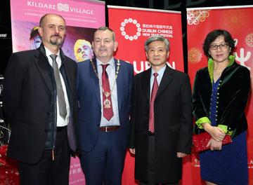 Business Director for Kildare Village Rene Frion, Deputy Lord Mayor of Dublin Tom Brabazon, the Ambassador of the People's Republic of China in Ireland He Xiangdong and his wife Xia Lining  at the opening ceremony of Dublin Chinese New Year Festival 2020 which runs from 24th January - 10th February and celebrates the Year of the Rat. 
Pic: Brian McEvoy Photography
