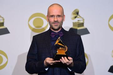 Norwegian sound engineer Morten Lindberg poses with the award for Best Immersive Audio Album for "Lux" in the press room during the 62nd Annual Grammy Awards on January 26, 2020, in Los Angeles. (Photo by FREDERIC J. BROWN / AFP) (Photo by FREDERIC J. BROWN/AFP via Getty Images)