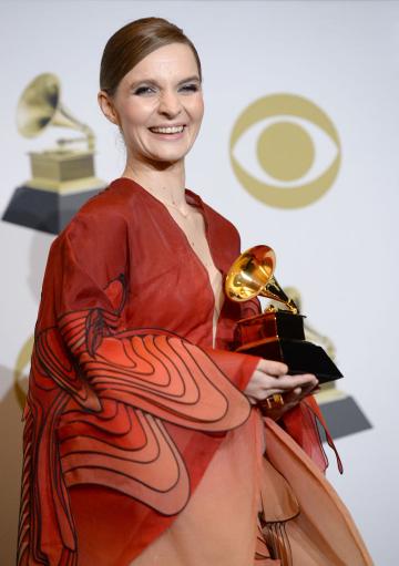 Hildur Guðnadóttir, winner of Best Score Soundtrack For Visual Media for "Chernobyl" poses in the press room during the 62nd Annual GRAMMY Awards at Staples Center on January 26, 2020 in Los Angeles, California. (Photo by Amanda Edwards/Getty Images)