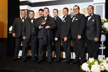 Mariachi Los Camperos ensemble pose in the press room with the award for Best Regional Mexican Music Album for "De Ayer Para Siempre" during the 62nd Annual GRAMMY Awards at Staples Center on January 26, 2020 in Los Angeles, California. (Photo by Rachel Luna/FilmMagic)