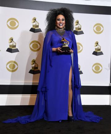 Aymée Nuviola, winner of Best Tropical Latin Album for ""A Journey Through Cuban Music"" poses in the press room during the 62nd Annual GRAMMY Awards at Staples Center on January 26, 2020 in Los Angeles, California. (Photo by Amanda Edwards/Getty Images)