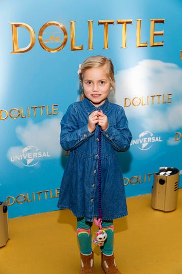 Maya Murphy (5) pictured at the Universal Pictures special preview screening of Dolittle at Odeon Point Square, Dublin. 