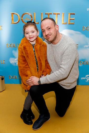 Emeri Hanley (5) and John Traynor pictured at the Universal Pictures special preview screening of Dolittle at Odeon Point Square, Dublin. 
