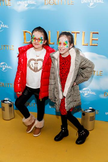 Libby Brunt and Leah McGowan (9) pictured at the Universal Pictures special preview screening of Dolittle at Odeon Point Square, Dublin. 
