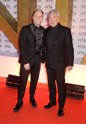 Olly Murs and Sir Tom Jones attend the National Television Awards 2020 at The O2 Arena on January 28, 2020 in London, England. (Photo by Dave J Hogan/Getty Images)