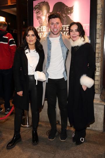 Bonnie Ryan, Elliott Ryan and Morah Ryan  pictured at the opening of the Gaiety Theatre’s major new production of Martin McDonagh’s ‘The Lieutenant of Inishmore’, which will run at the Gaiety Theatre until 14th March. 