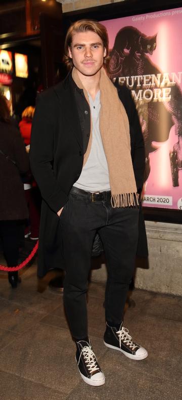 Jay Duffy pictured at the opening of the Gaiety Theatre’s major new production of Martin McDonagh’s ‘The Lieutenant of Inishmore’, which will run at the Gaiety Theatre until 14th March. 