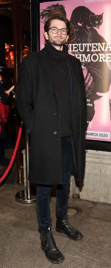 Harry Hudson-Taylor pictured at the opening of the Gaiety Theatre’s major new production of Martin McDonagh’s ‘The Lieutenant of Inishmore’, which will run at the Gaiety Theatre until 14th March. 