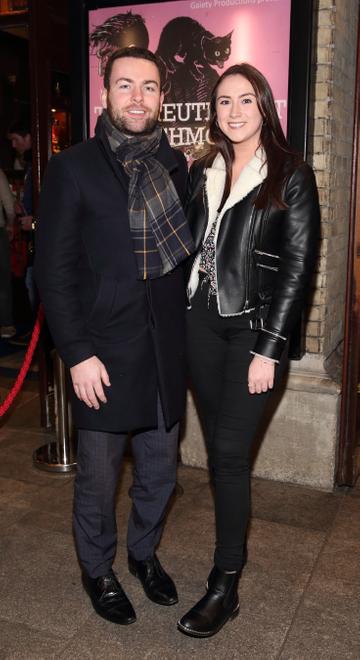 Jack Quinn and Johanna O'Dowd pictured at the opening of the Gaiety Theatre’s major new production of Martin McDonagh’s ‘The Lieutenant of Inishmore’, which will run at the Gaiety Theatre until 14th March. 
