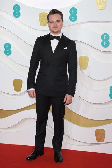 Dean-Charles Chapman arrives at the EE British Academy Film Awards 2020 at Royal Albert Hall on February 2, 2020 in London, England. (Photo by David M. Benett/Dave Benett/Getty Images)