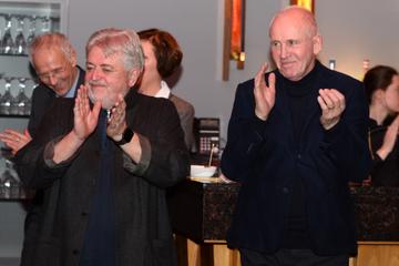 Bill Whelan and John Hughes at the album launch of Riverdance  - 25th anniversary show at the 3Arena in Dublin.
Photo: Justin Farrelly.