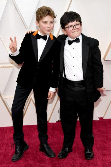 Roman Griffin Davis and Archie Yates attend the 92nd Annual Academy Awards at Hollywood and Highland on February 09, 2020 in Hollywood, California. (Photo by Kevin Mazur/Getty Images)