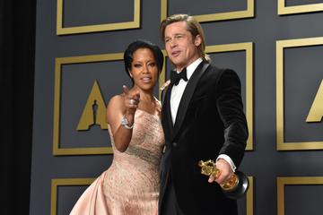 Regina King and Brad Pitt, winner of the Actor in a Supporting Role award for “Once Upon a Time…in Hollywood,” pose in the press room during the 92nd Annual Academy Awards at Hollywood and Highland on February 09, 2020 in Hollywood, California. (Photo by Jeff Kravitz/FilmMagic)