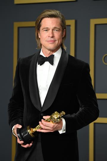 Brad Pitt winner of Actor in a Supporting Role award for "Once upon a Time in Hollywood," poses in the press room during the 92nd Annual Academy Awards at Hollywood and Highland on February 09, 2020 in Hollywood, California. (Photo by Steve Granitz/WireImage )