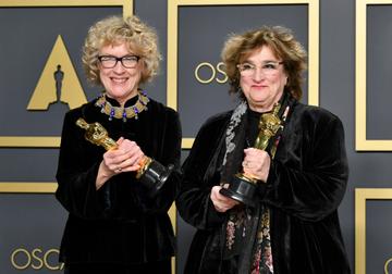 Set decorator Nancy Haigh and production designer Barbara Ling, winners of the Production Design award for “Once Upon a Time in Hollywood,”  pose in the press room during the 92nd Annual Academy Awards at Hollywood and Highland on February 09, 2020 in Hollywood, California. (Photo by Amy Sussman/Getty Images)